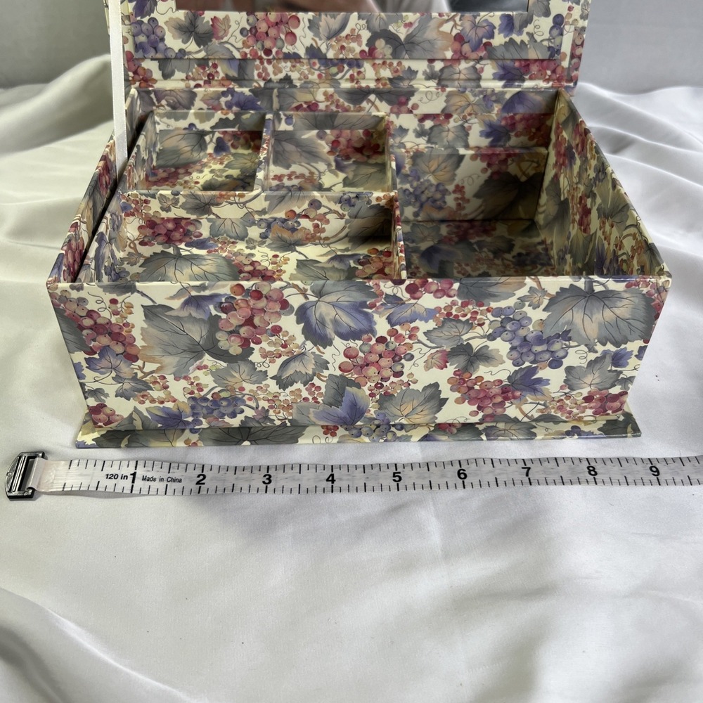 Vintage Kmart Ladies Fashion Jewelry Box Removable‎ Tray Red Grape Design - Picture 6 of 7